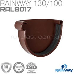 Заглушка желоба левая коричневая RAINWAY 130мм