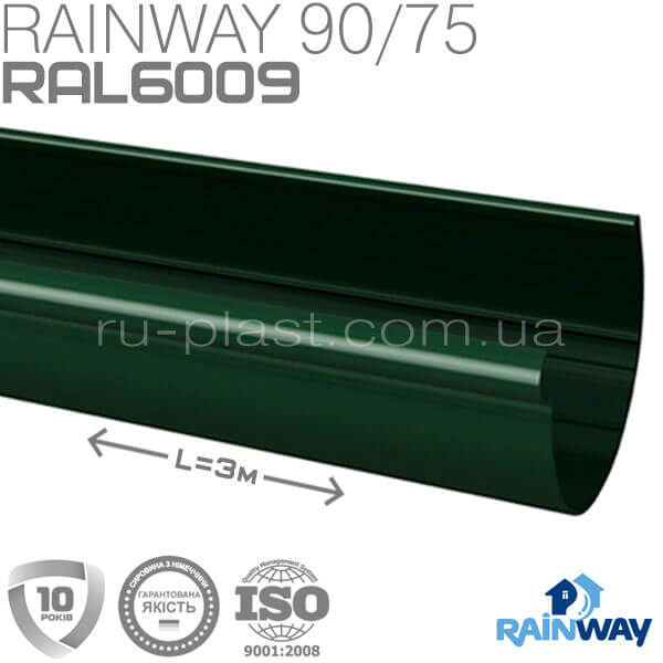Желоб водосточный зелёный RAINWAY 90мм