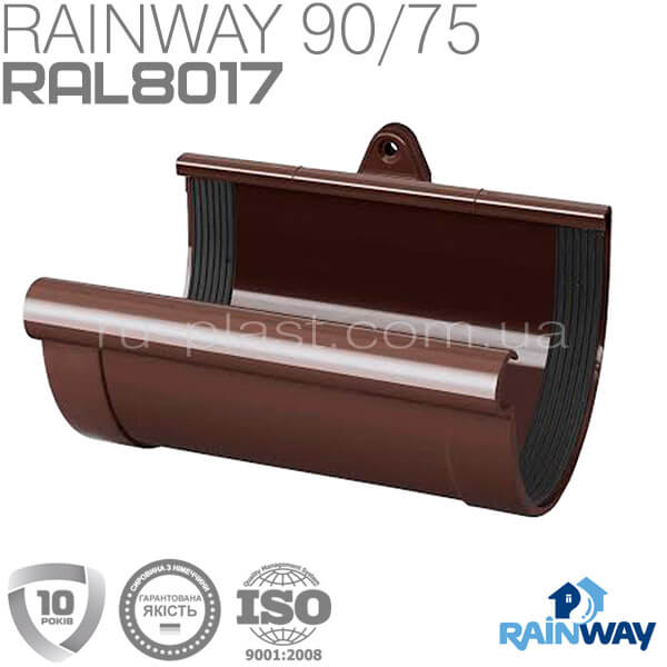 Муфта желоба коричневая RAINWAY 90мм