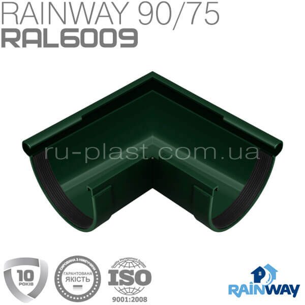 Угол желоба наружный 90° зелёный RAINWAY 90мм