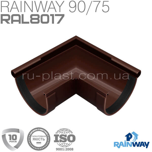 Rainway водосток - Угол желоба 90° наружный 90 мм