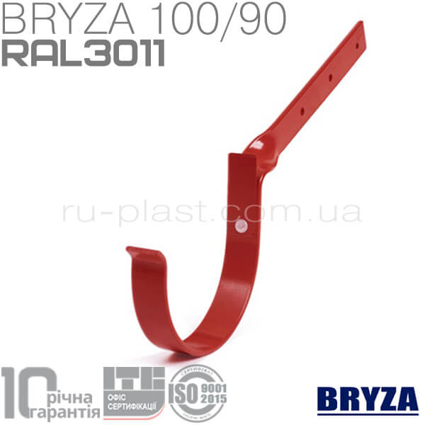 Кронштейн желоба согнутый металлический красный BRYZA 100мм